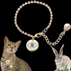 Cat Eye Pendant Dog Accessories Neck Wear Adjustable Chain Pet Dog Collar Gold Plating Birthday Party Jewery Collars for Cat