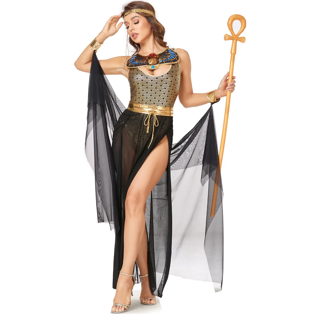 Women Sexy Egyptian Cleopatra Costume Halloween Party Cosplay Medieval Ancient Greek Goddess Costume