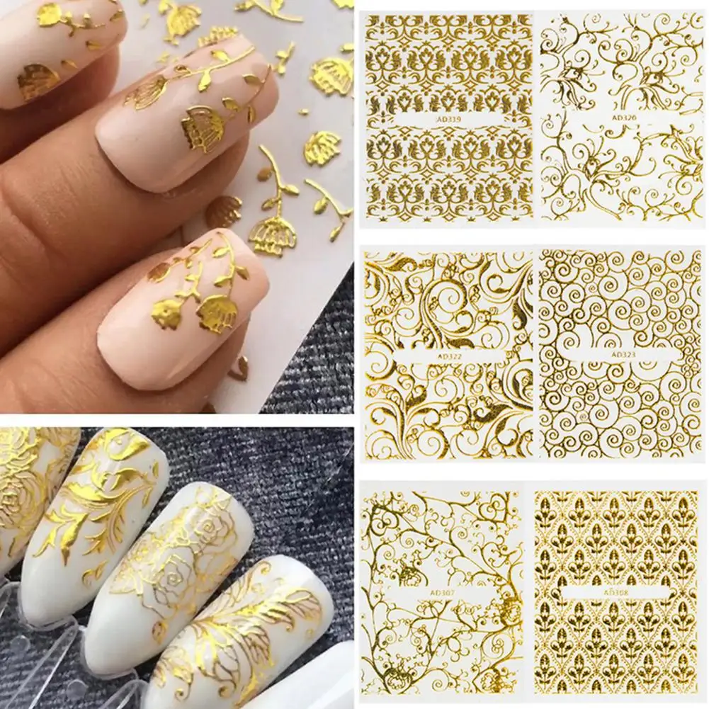 20Pcs/Set  Nail Transfer Sticker Vintage Metal Hot Pattern Nail Decal Decorative Delicate Nail Decal