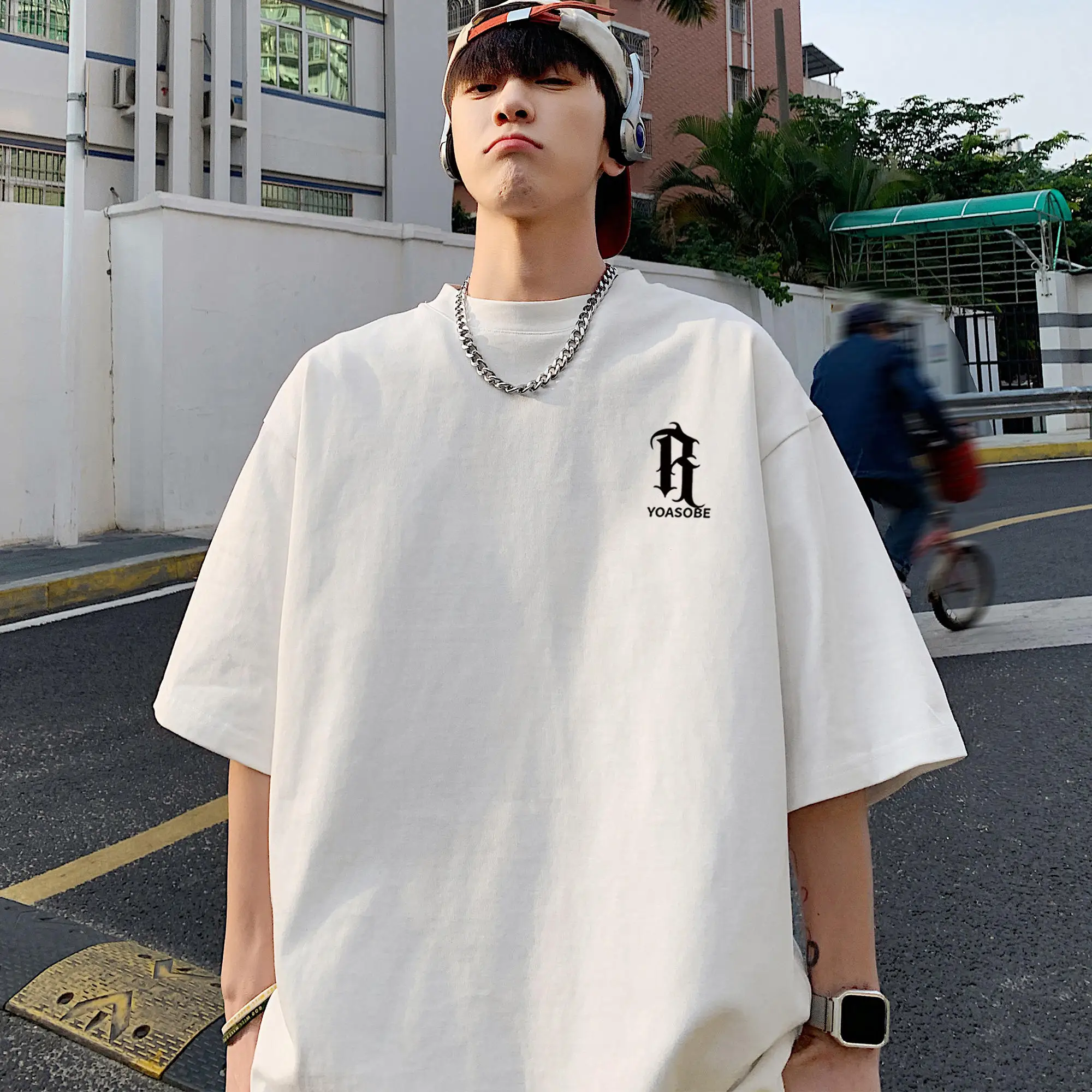 

Pure Cotton Short-Sleeved Trendy Brand Summer 2025 New Loose Large Size Boys' Same Style Couple Wear for Men and Women