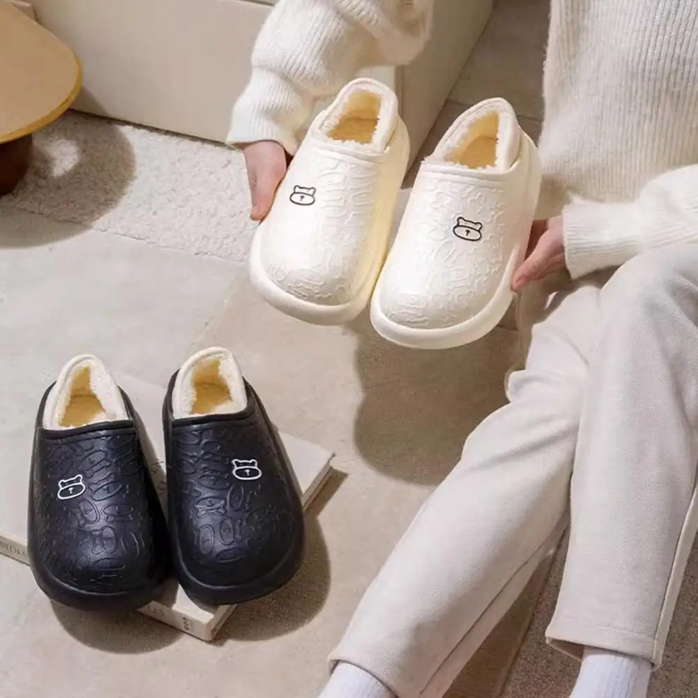 Waterproof Winter Slippers for Women & Men - Non-Slip Plush Scuff Shoes, Thick Sole Indoor/Outdoor Slides for Shower & Home