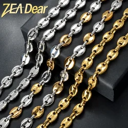8mm Coffee Bean Chain Choker Necklace Gold Color Stainless Steel Necklaces For Men Hip Hop Punk Party Gifts