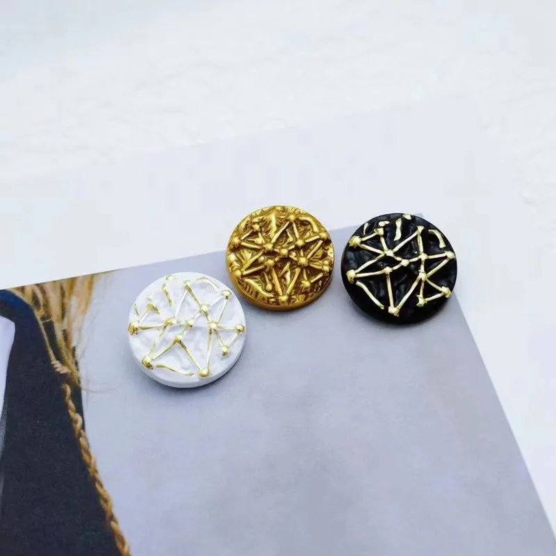 10pcs 18/20/23mm Retro Crack Metal Button Vintage Black Gold White Round buttons Sewing Clothing Coat Jacket Sweater Accessories