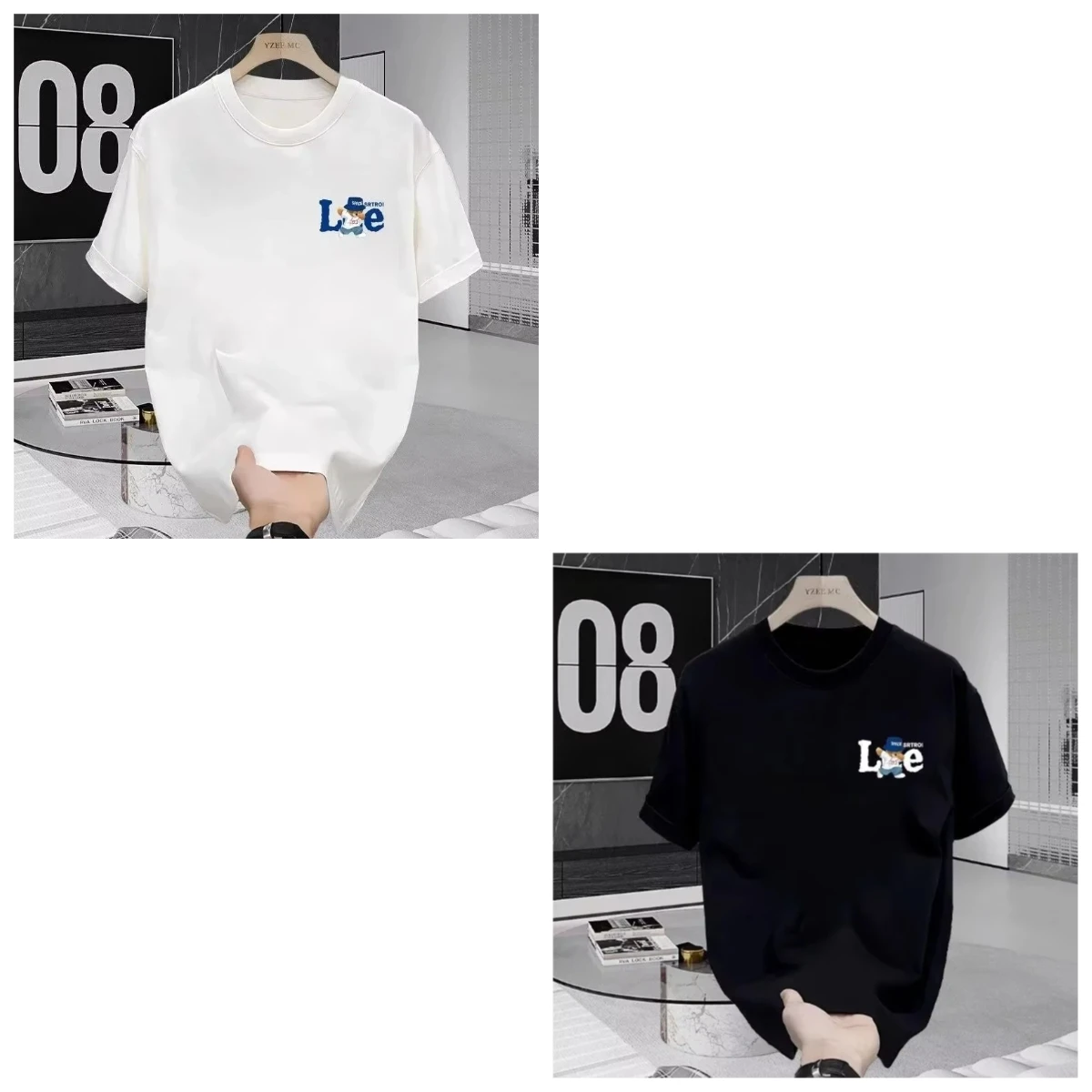 

2025 Summer New Light Luxury Brand Pure Cotton Printing Men's and Women's Loose Short-sleeved Crew Neck T-shirt Top Is Hot