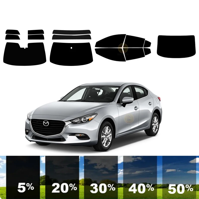 precut Removable Window Tint Film For Car 100% UVR 5%-35%VLT Heat Insulation Carbon ﻿For MAZDA MAZDA3 4 DR SEDAN 2014-2018