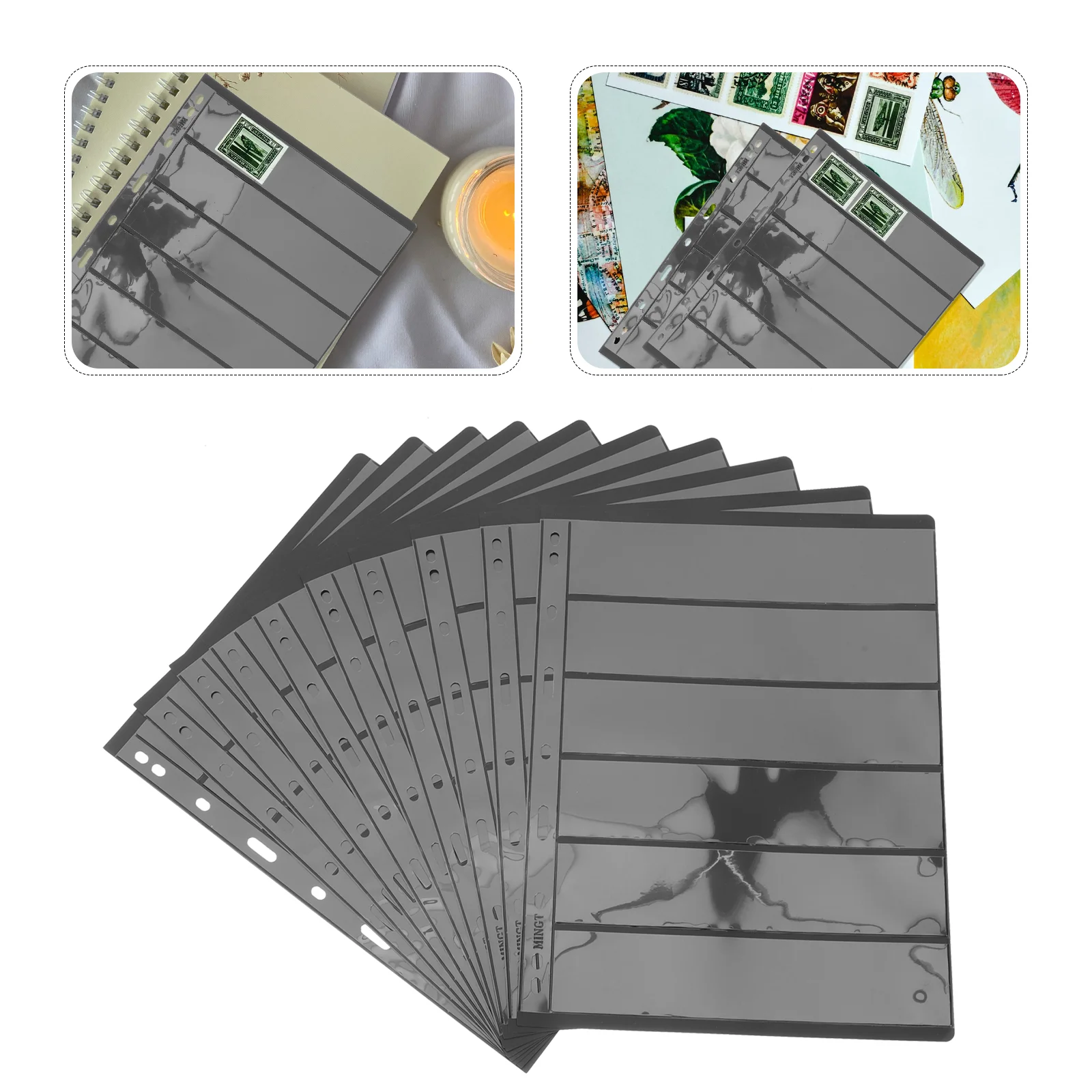 10 Pcs Stamp Collection Stickers Cards Collectors Album Convenient Holder Pocket Stock Pages Pvc Storage Collecting