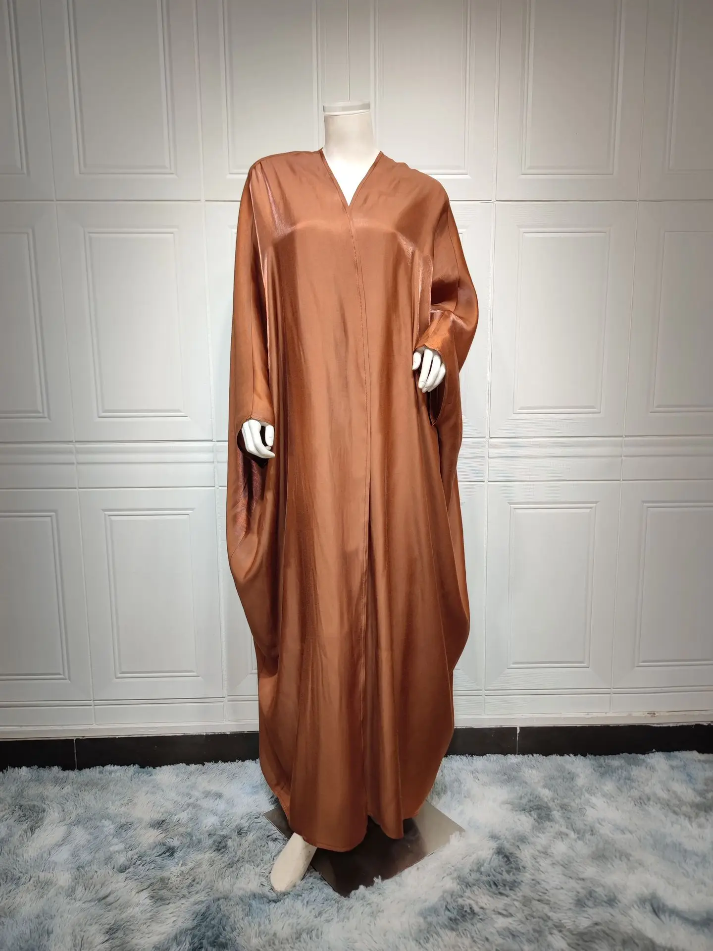 New Modest Kimono Abayas for Women Muslim Moroccan Dubai Fashion Casual Open Abaya Silk Satin Corban Eid Al Adha