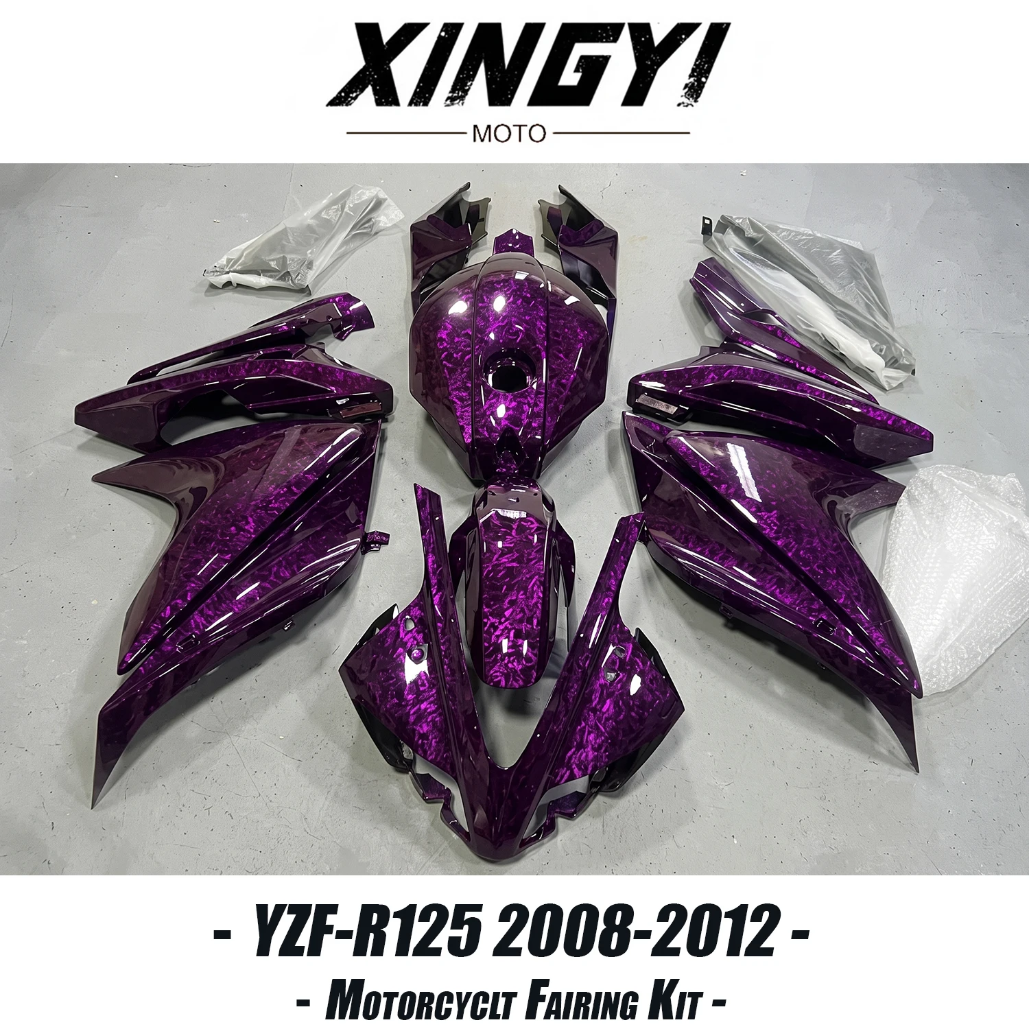 New Forged Carbon Fiber Purple ABS Plastics Fairing Kit Fit for Yamaha YZF R125 YZF-R125 2008-2012 Bodywork Kit Injection mold
