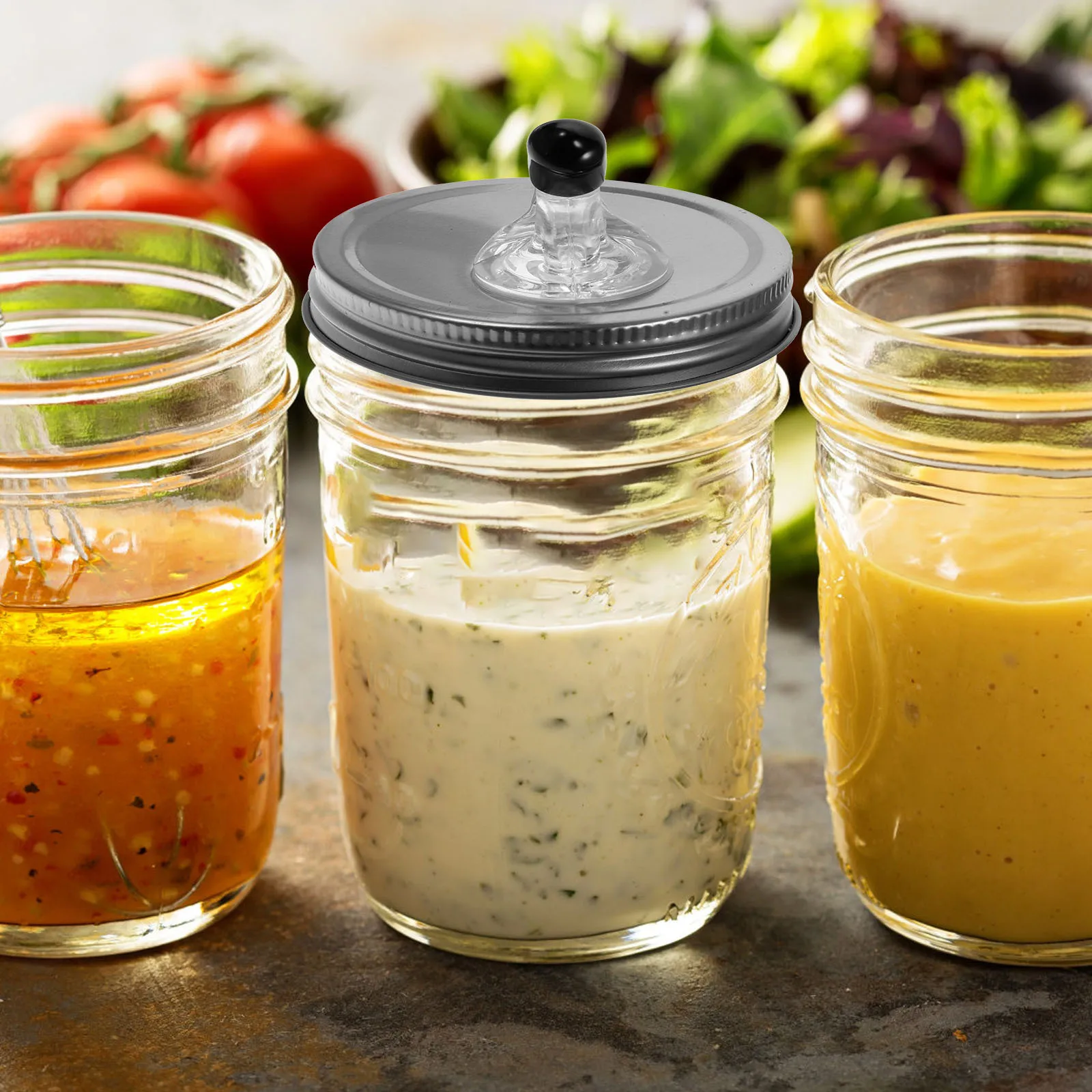 

2 set Mason Pour Spout Food Grade Tin Acrylic Liquid Dispenser For Wine Oil Milk Juice Wide Mouth Jar Lids Kitchen Storage