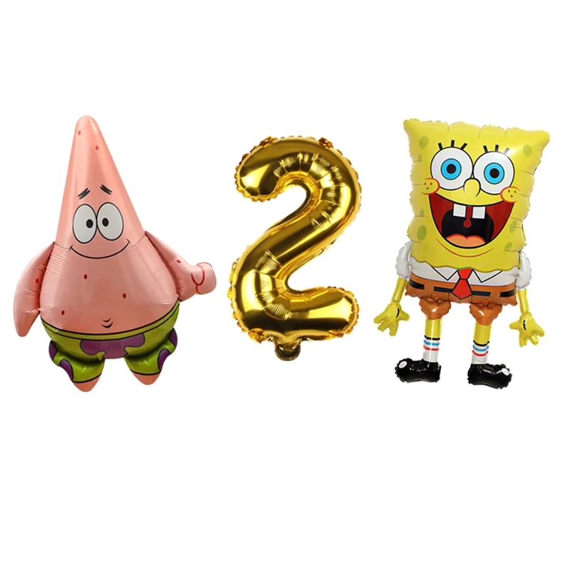 SpongeBob Schwammkopf Charakter-Luftballons Niedliche Cartoon-Partyballons für Jungen Mädchen Geburtstagsfeier-Dekorationen – Detail 2