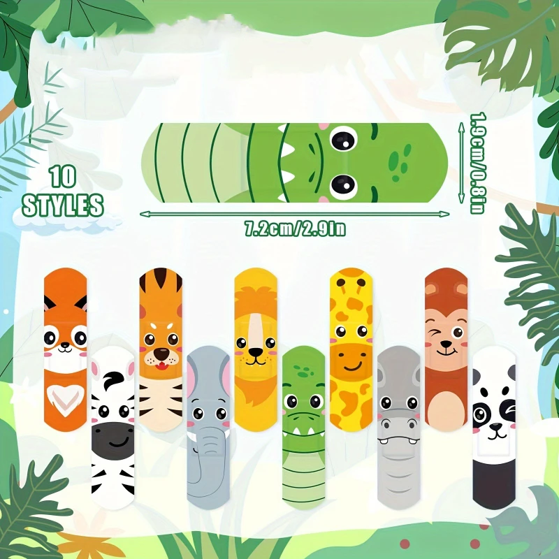 20/40/60pcs cute cartoon animal themed bandages, 10 cute animal pattern designs, suitable for home and school team building, out