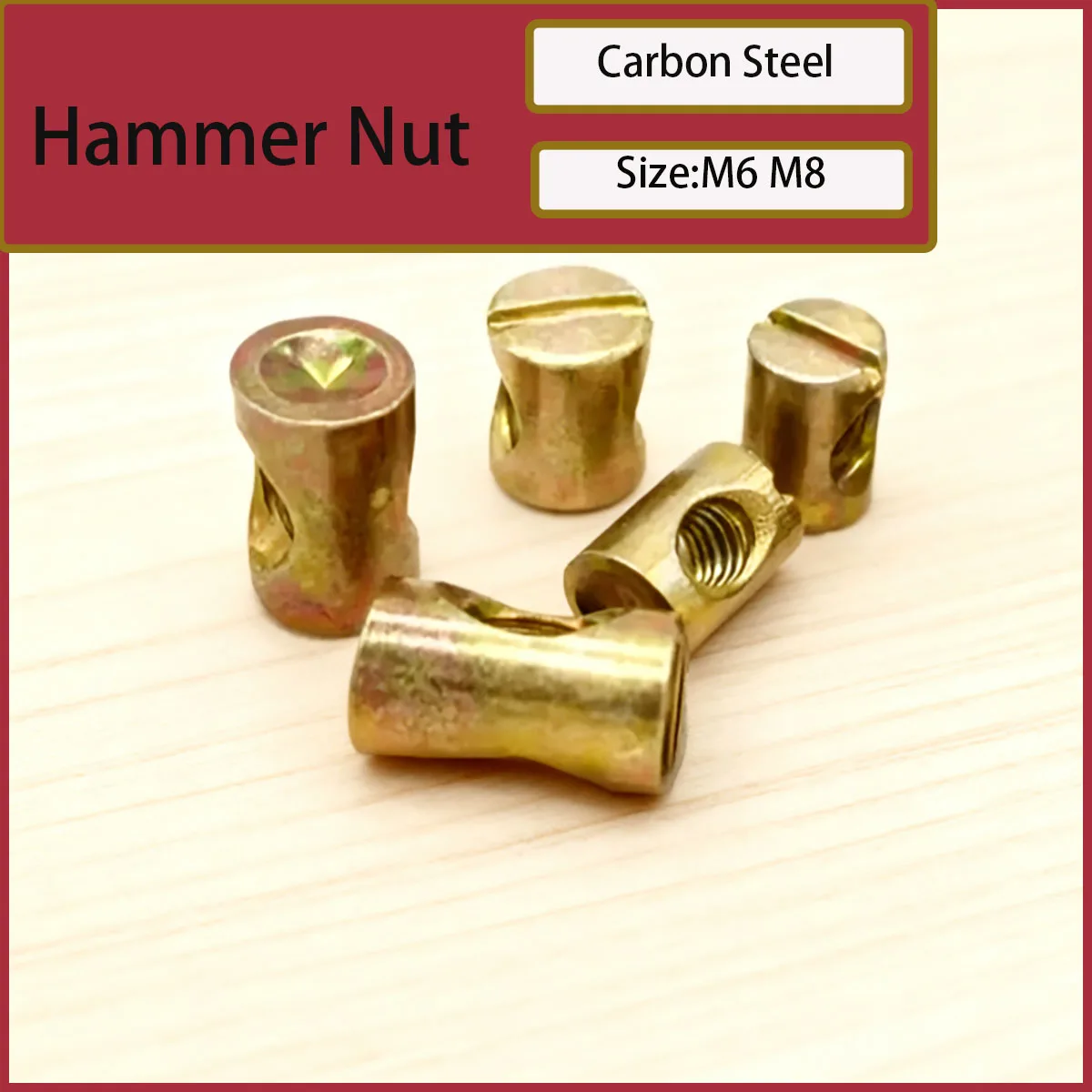 

Colored Zinc Hammer Nut - Horizontal Hole Furniture Screw Connector M6/M8 Embedded Cylindrical Fastene