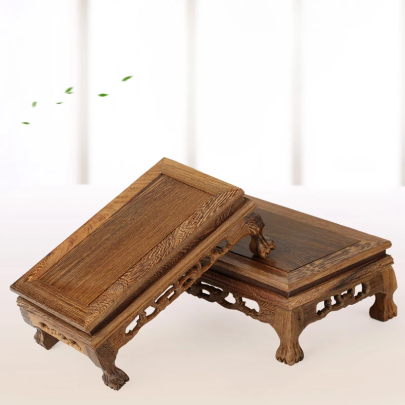 Natural Wood Tea Table Redwood Carving Decoration Base, Vase Buddha Kistler Display Rack, Multi-use Rectangle Small Coffee Table