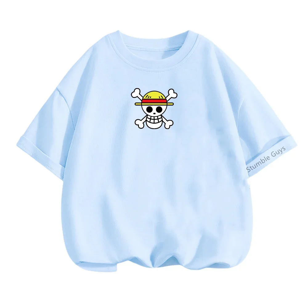 Camiseta Luffy Anime infantil, roupa de criança, Tops de manga curta para menino, T-shirt, roupa de menino, verão, novo, 1 pc, 2022