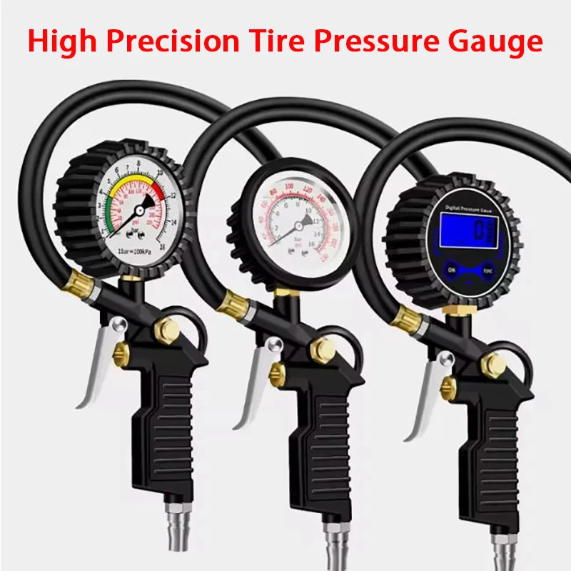 

Tire Pressure Gauge 220psi Air Pressure Gauge Car Tire Pressure Monitor Tyre Inflator with Flexible Hose ForCar Truck Motorcycle