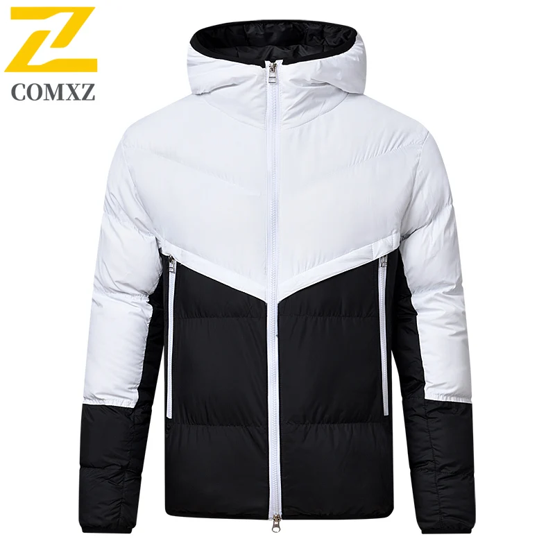 -16℃ Winter Warm Jacket Mens 2025 New Brand Solid Color Thick Down Cotton Padding Coat Brand Outdoor Snow Very Cold Hooded Parka