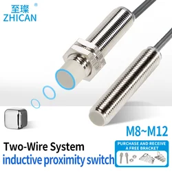 ZHICAN E2CE M12 유도형 근접 센서 2선식 금속 감지 스위치 NO NC DC10-30V 산업용 센서