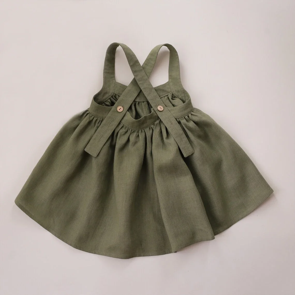 Abito vintage con cinturino per bambina Abito in cotone di lino per bambini Abito primaverile per bambina Abito bohémien per 0-5 anni Vestiti estivi