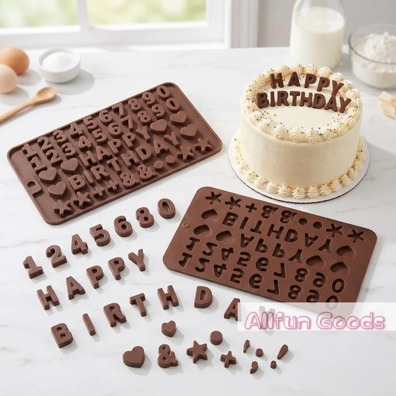 [TG835]Silicone Alphabet Number Chocolate Molds Non Stick Food Safe Perfect For DIY Cake Decoration Birthday Party Baking
