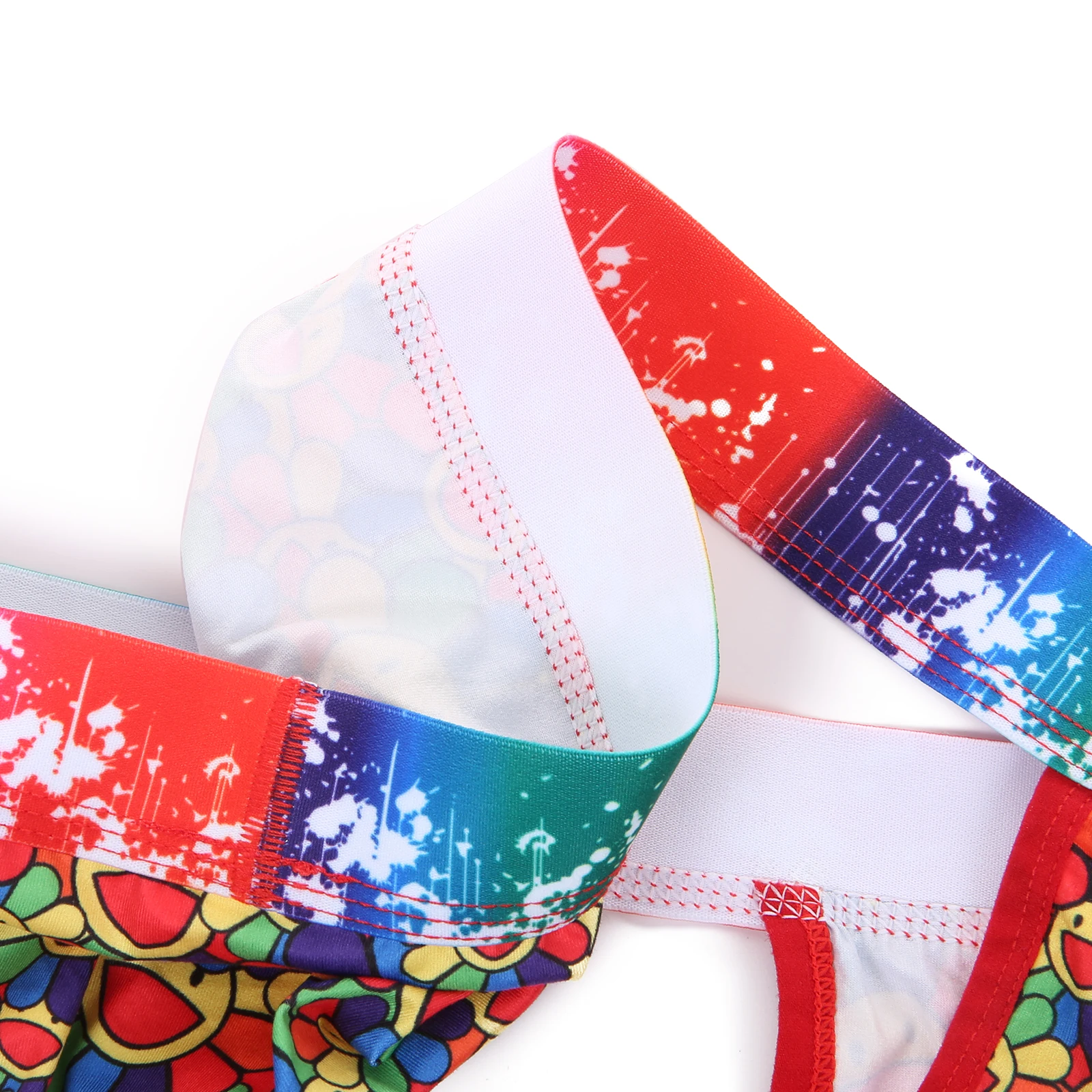Sexy Slips Regenbogen-Unterwäsche Herren-Panties Erotischer Bulge-Pouch High-Cut Breiter Bund Sonnenblumen-Print Unterhosen Slips – Detail 12