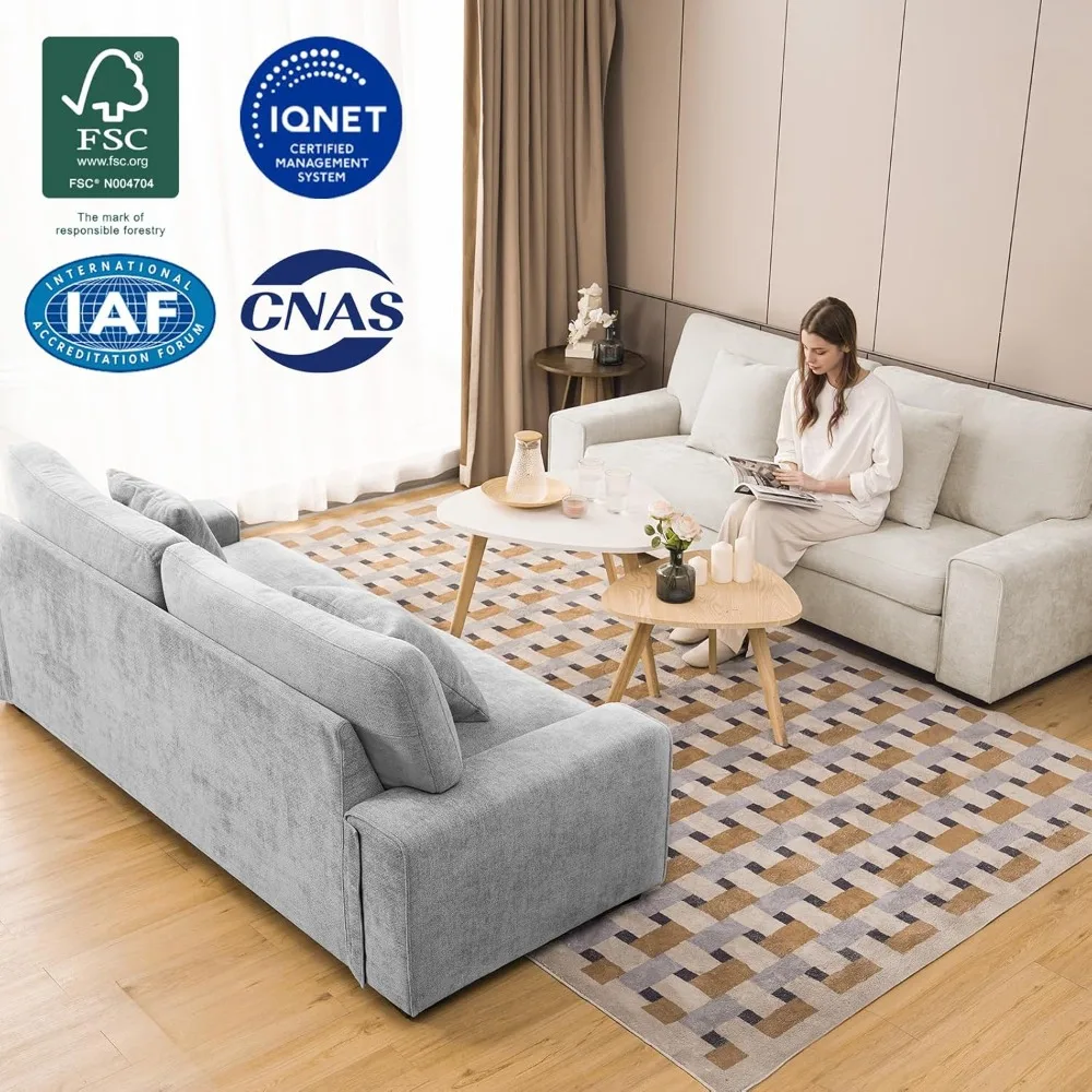 リビングルーム用のモダンな二人掛けソファ、シェニールリクライニングチェア、取り外し可能なカバー、スプリングクッション、無垢材フレーム、簡単な組み立て