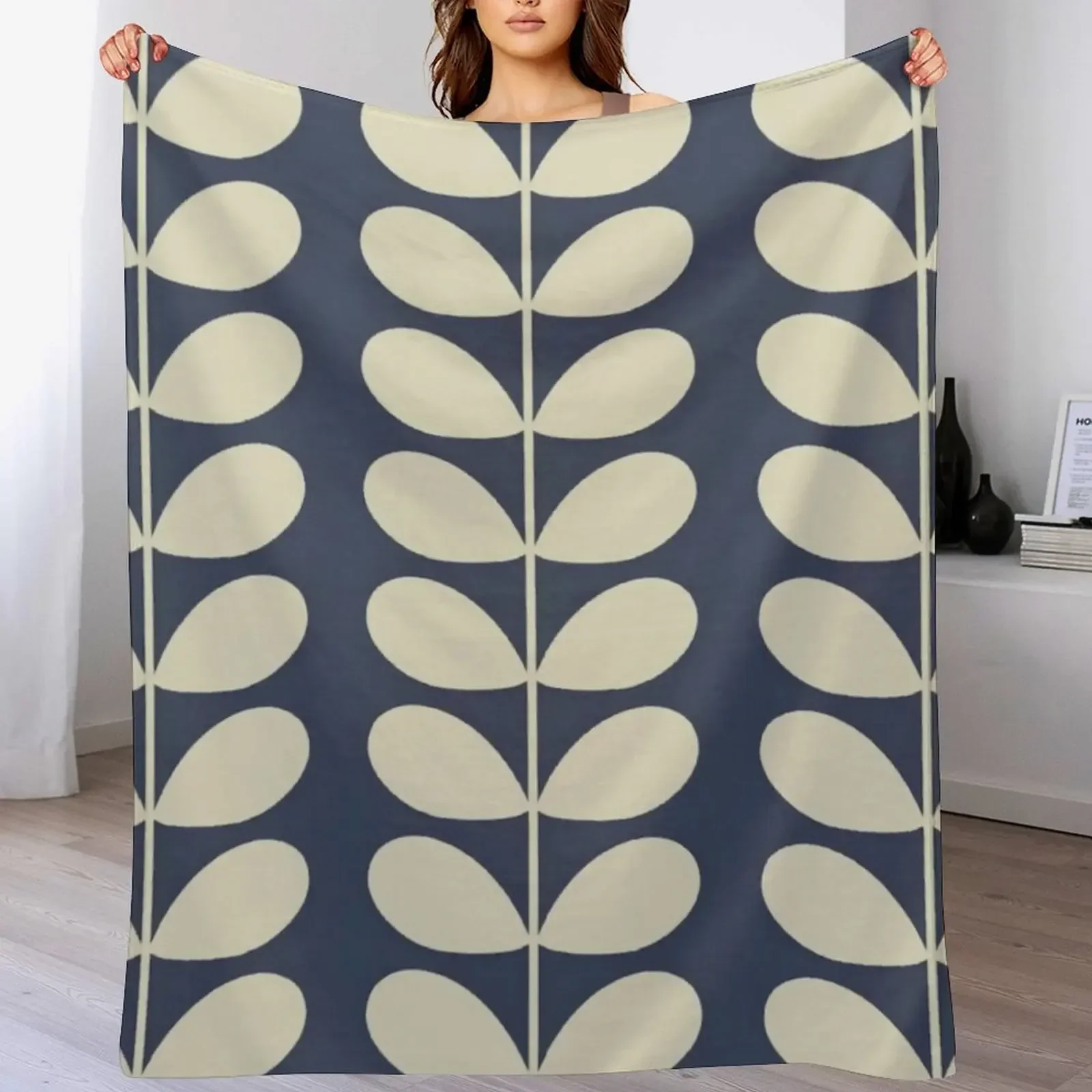 

orla kiely multi stem,kiely pattern, orla kiely design,blue,white Throw Blanket Sleeping Bag Hair Summer Blankets