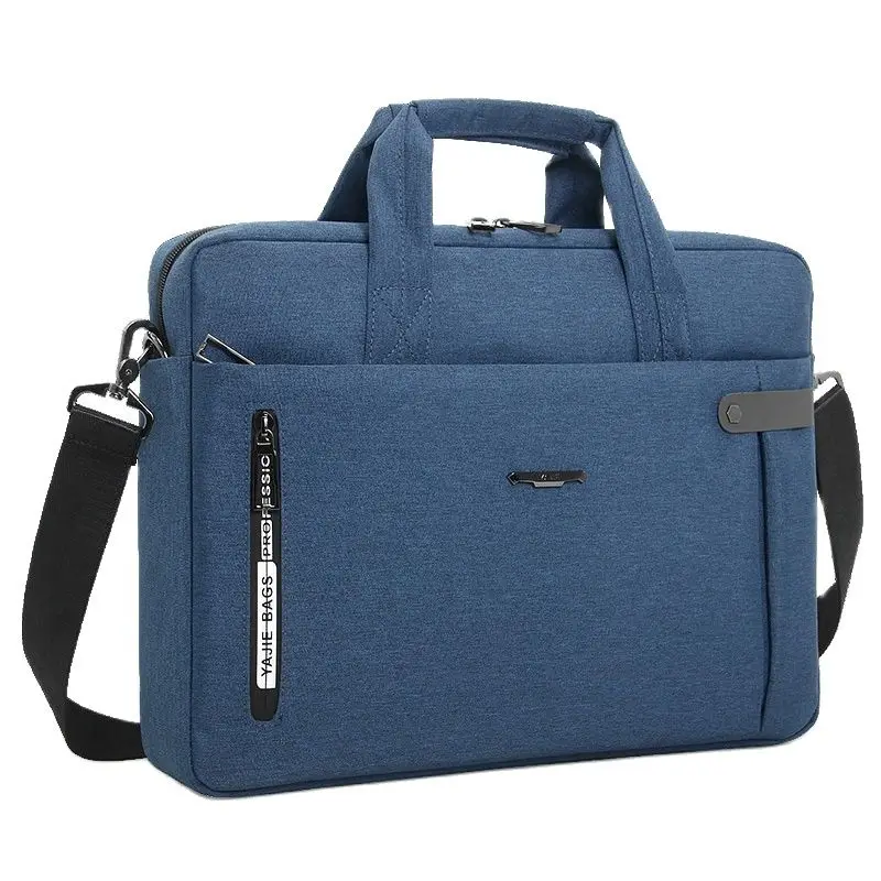 16 Inches Men's Briefcases Business Causal Travel Large Capacity Blue Waterproof Oxford Laptop Bags