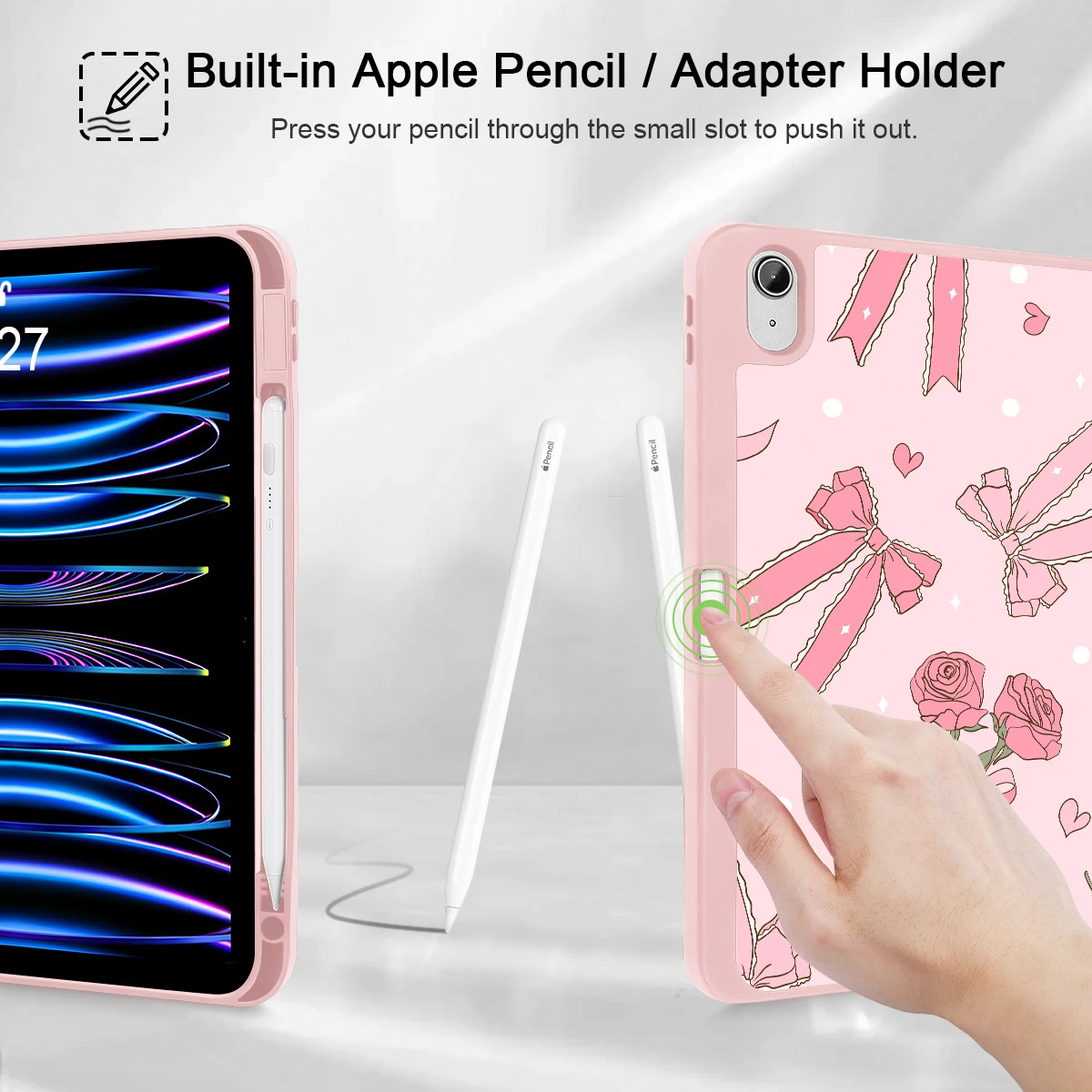Чехол из искусственной кожи с принтом Pink Rose для iPad Air 13 11 10,9 дюймов 10 11th Pro 13 12,9 дюймов 2022 2023 2024 M4 2025 A16 10,2 дюйма