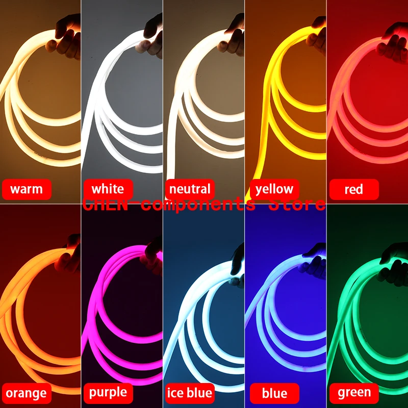 220V Round Neon Light Strip Flexible Light Strip LED Super Bright Advertising Light Strip 2835 Outdoor Waterproof Linear Light