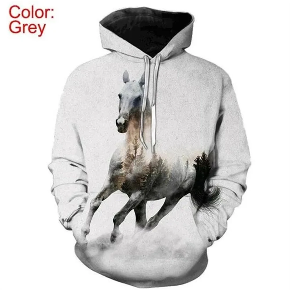 Horse Steed Animal Hoodie Men Clothing 3D Thoroughbreds Printed New in Hoodies Men Harajuku Fashion Y2k Pullovers Hooded Hoody