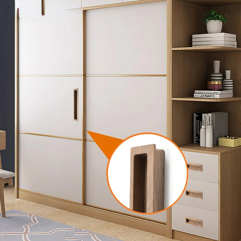 Wooden Drawer Pulls Embedded Cabinet Handles Kitchen Nordic Cupboard Door Pulls for Wardrobe Furniture Handle Hardware