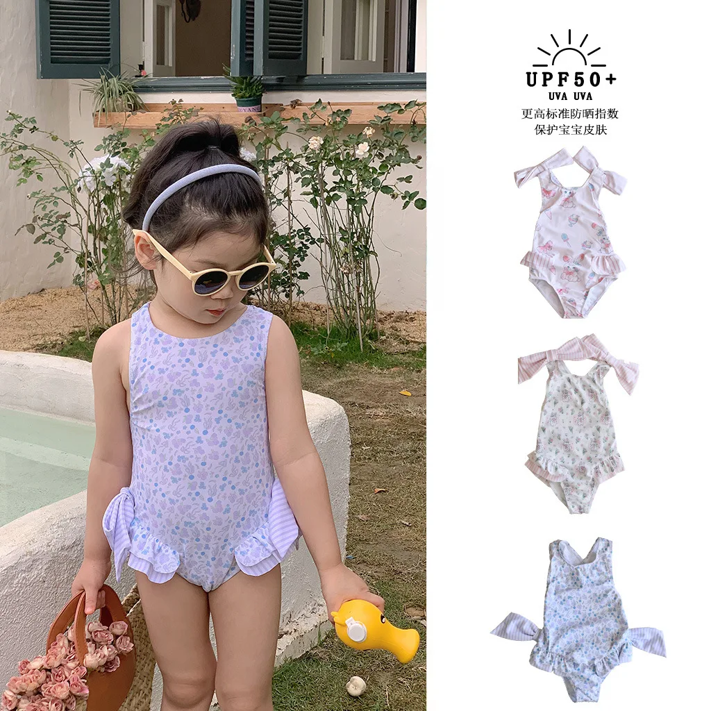 

Girls ins wind spa one-piece swimsuit spanish style sweet girl baby swimsuit kids swimsuit