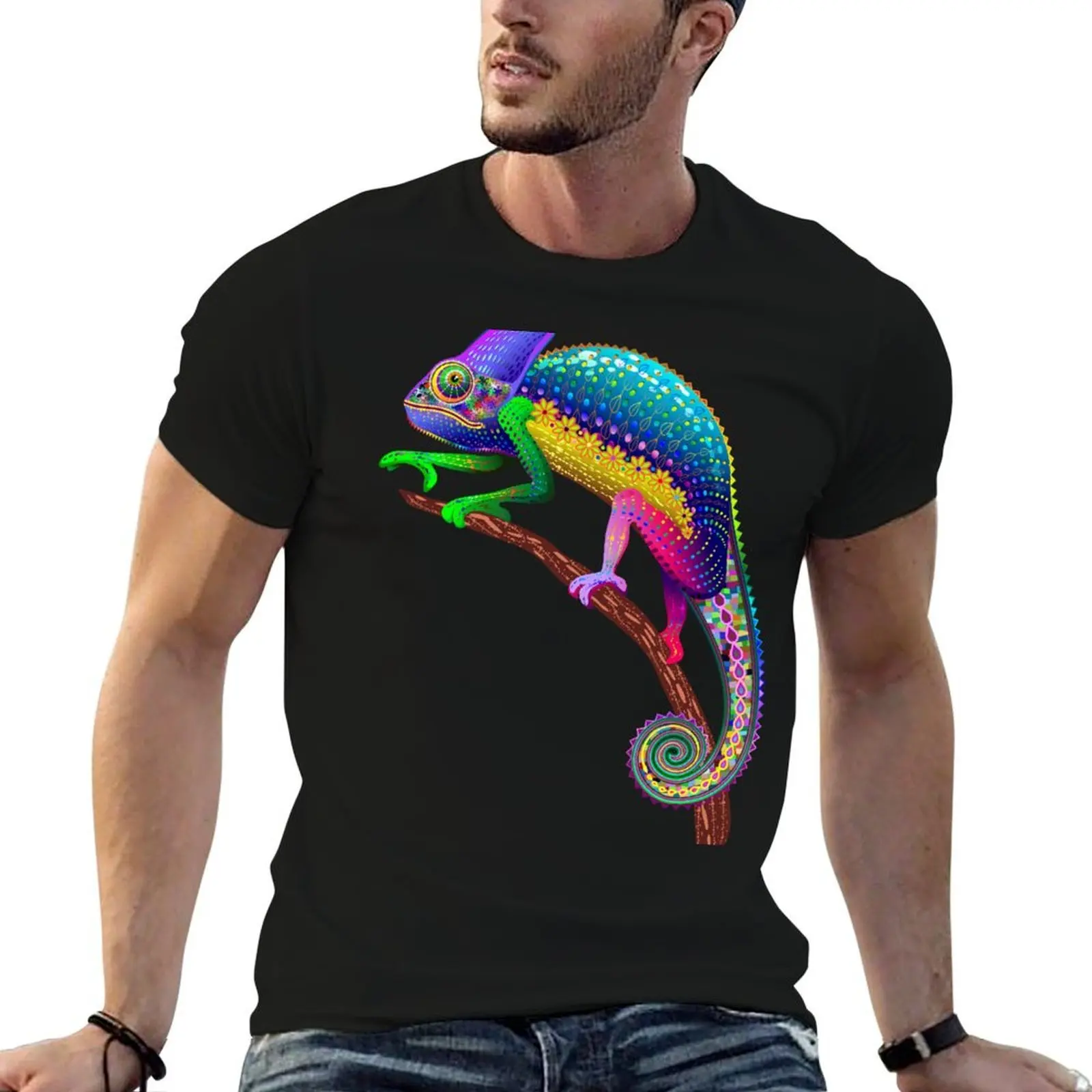 

Chameleon Fantasy Rainbow Colors T-Shirt graphic t shirts for man cotton t shirt pack T-Shirt