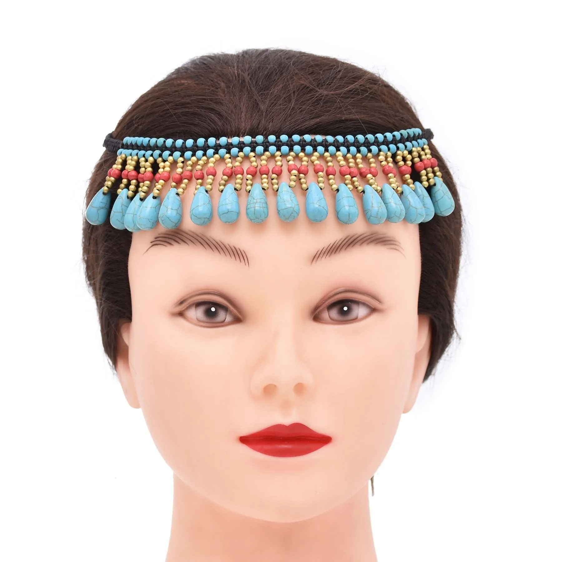 Bohojewelry Store  New Unique Design Fashionable Bohemian Ethnic Colorful Turquoise Tassels Women's Headchain Headwear