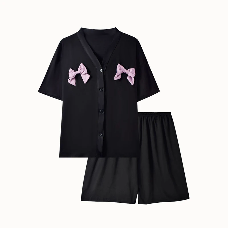 

Ladies Pajamas Summer New Style Round Neck Short Sleeve Thin Style Sweet Girl Simple Casual Home Wear Suit