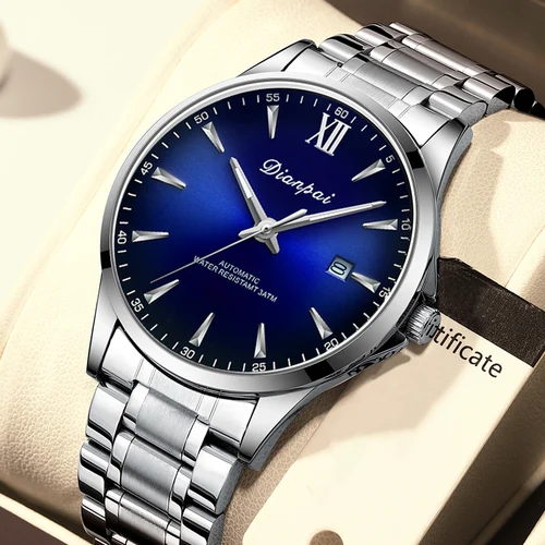 Imagen 2 del producto Reloj mecánico completamente automático para hombre de negocios Simple Dianpai, calendario de acero inoxidable, reloj con luz nocturna resistente al agua para hombre