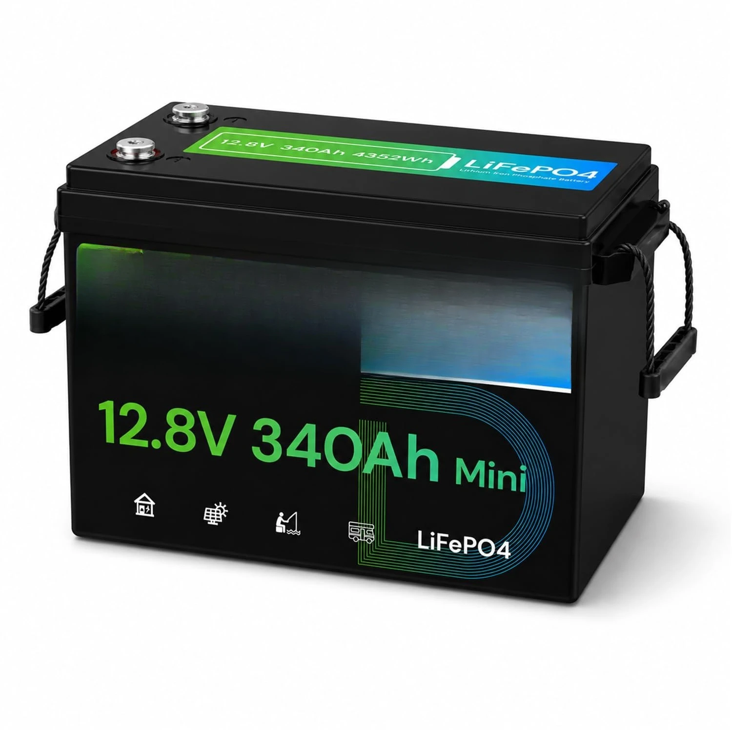 12V 340Ah Lithium Mini Battery for RV,Off-Grid,Trolling Motor, GC | 4352Wh, Built-in 200A BMS,10 Year, Customized