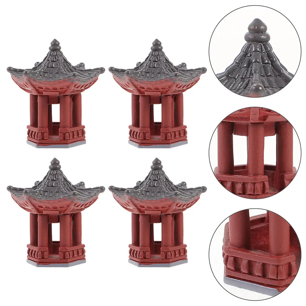 

6Pcs Miniature Pavilion Statue Japanese Pagoda Garden Ornament Zen Micro Landscape Small Garden Balcony Decor Tabletop Ornament