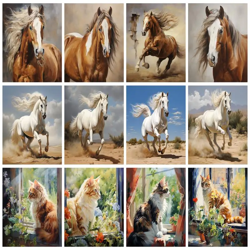 

RUOPOTY 5D DIY Diamond Painting Horse Animal Diamond Mosaic Cross Stitch Kit Art Rhinestone Home Decoration