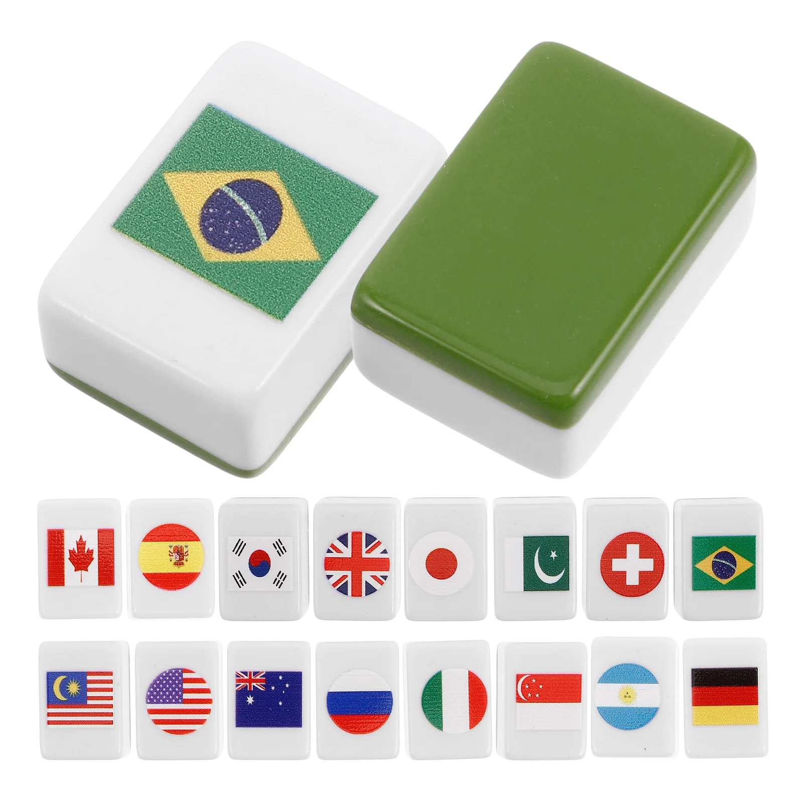 48 Stück Nationalflagge Mahjong Majiang Party Keramikfliesen-Escape-Spiel Melamin-Flaggen für Frühlingspicknick am Meer