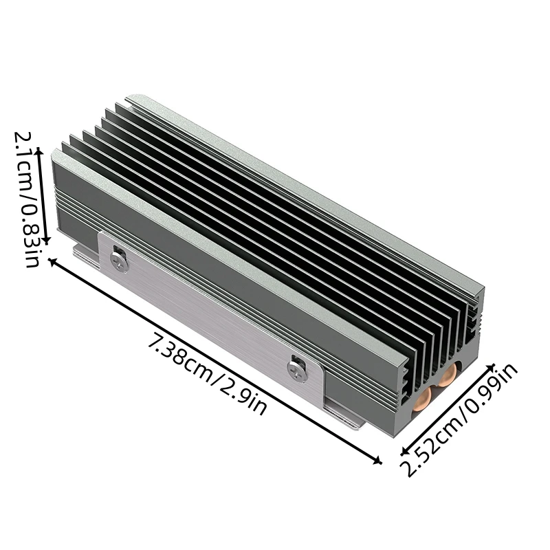 デュアル銅製ヒートパイプM.2 SSDクーラー、2つの熱伝導性シリコンパッド付き、ユニバーサル2280 NVMe冷却ソリューション（ゲーミングPC用）
