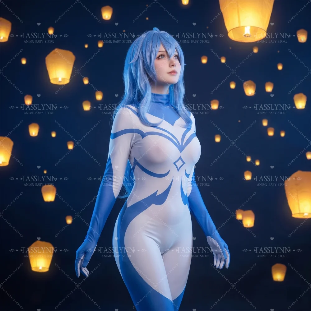 

Genshin Impact Ganyu Cosplay Costume for Women, Geometric Print Zentai Bodysuit, Anime Game Outfit for Halloween Comic Con