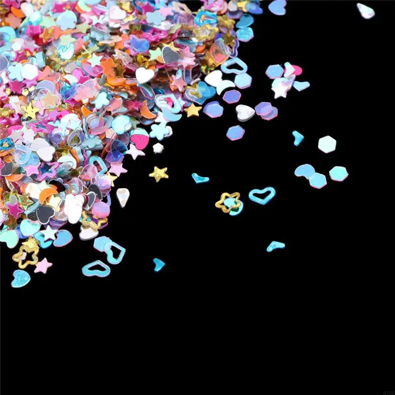 

97QE Lot 5000Pcs DIY Mixed Plastics Glitter Heart Star Flower Art Decoration