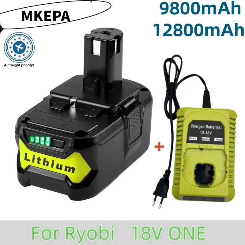 

9.8Ah 12.8AH per RYOBI P108 18 V One +Plus batteria 18 Volt utensili elettrici agli ioni di litio P104 P107 RB18L50 RB18L20 P108