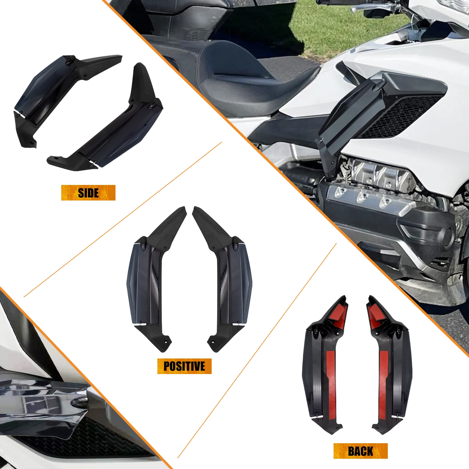 Motorcycle Black Side Wing Windshield Adjustable Air Deflector ABS Plastic For Honda Gold Wing GL1800D Tour 2018-2021 2022 2023 - Image 3
