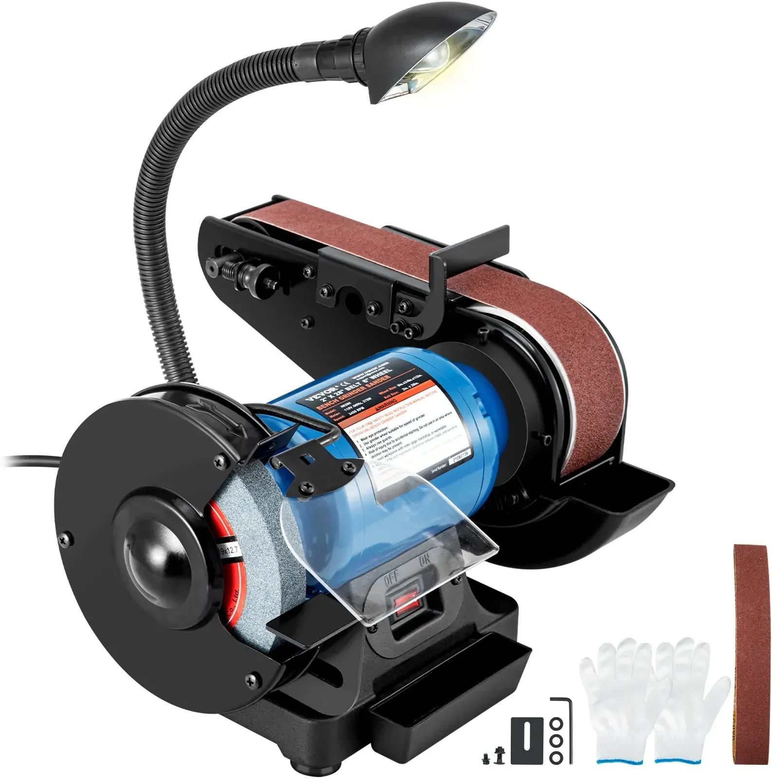 Electric Belt Sander and Disc Sander with Sturdy Base & LED Working Lamp 250W Belt Size 50*710mm for Hardwood Cork and Acrylic