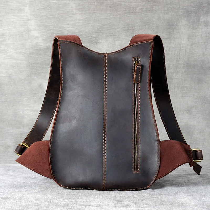 S.WORKER Vintage Stilvoller Rucksack aus Rindsleder, Originaldesign, Echtleder-Verpackung, Individueller Käfer-Rucksack, Umhängetasche – Detail 16