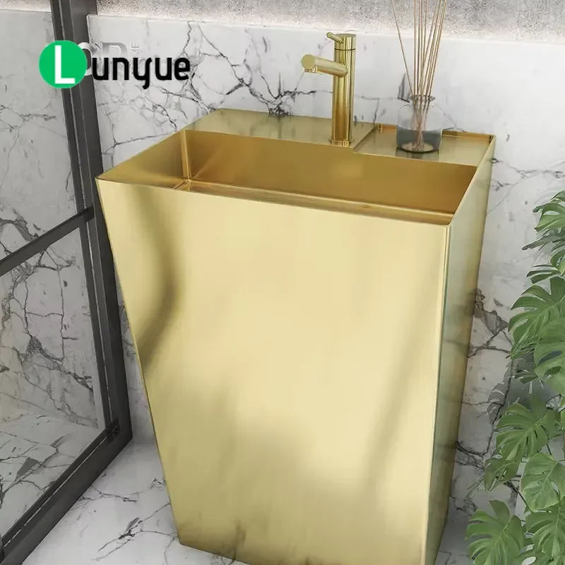 Luxury Modern Rectangular Stainless Steel Single Hole Wash Basin Hand Painted Easy Cleaning for Hotel Bathroom