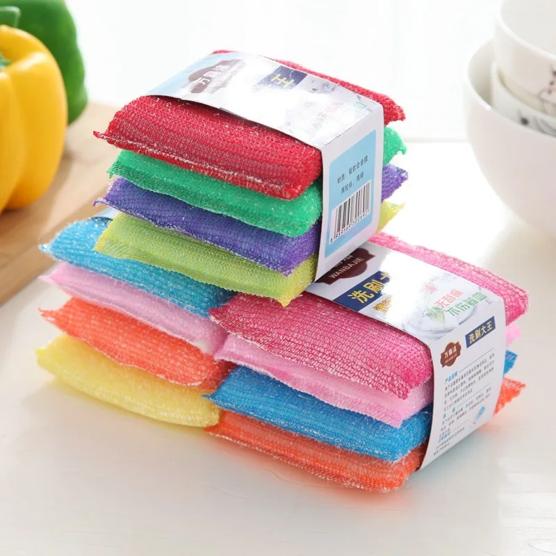 4 Pcs/set Sponges Dish Wash Double Side Household Kitchen Non Scratch Scouring Pad Pan Pot Wash Brush Cleaning Products