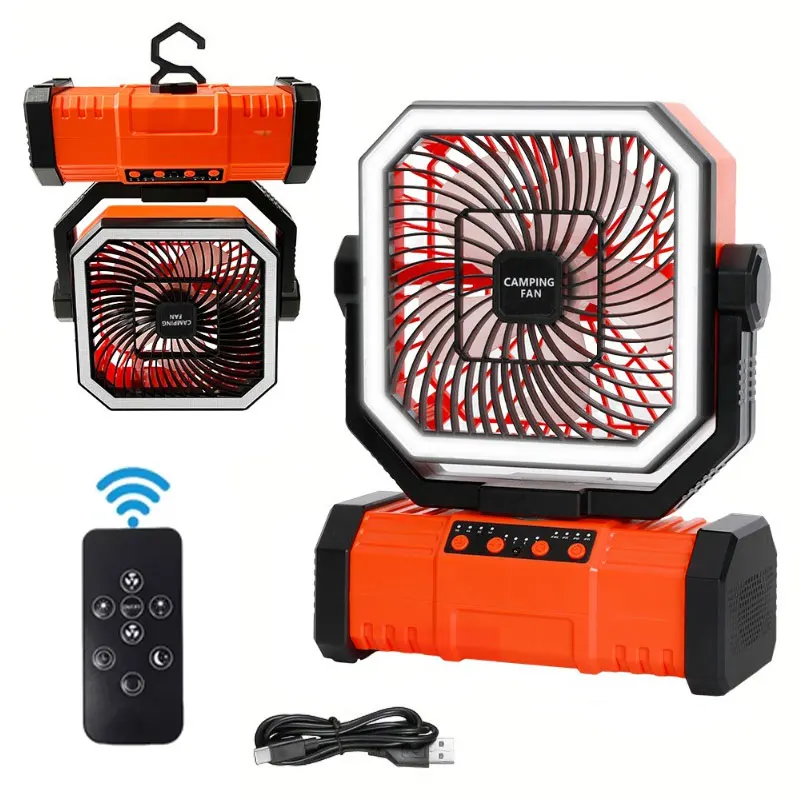

Camping Fan 10000mAh Rechargeable Desktop Portable Air Circulator Wireless Ceiling Electric Fan with Power Bank LED Lighting
